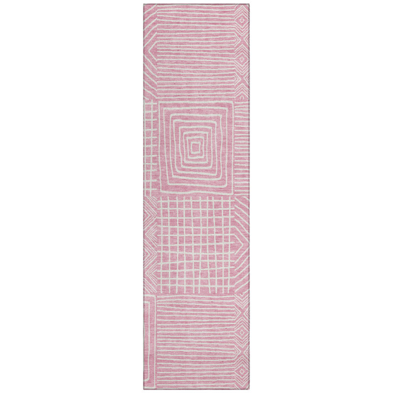 Junia Pink Washable Indoor-Outdoor Rug - , 2'3" x 7'6"