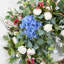 Couronne florale 28 po avec demi-anneau, verdure, baies, hydrangées, printemps, été, couronne pour porte d'entrée