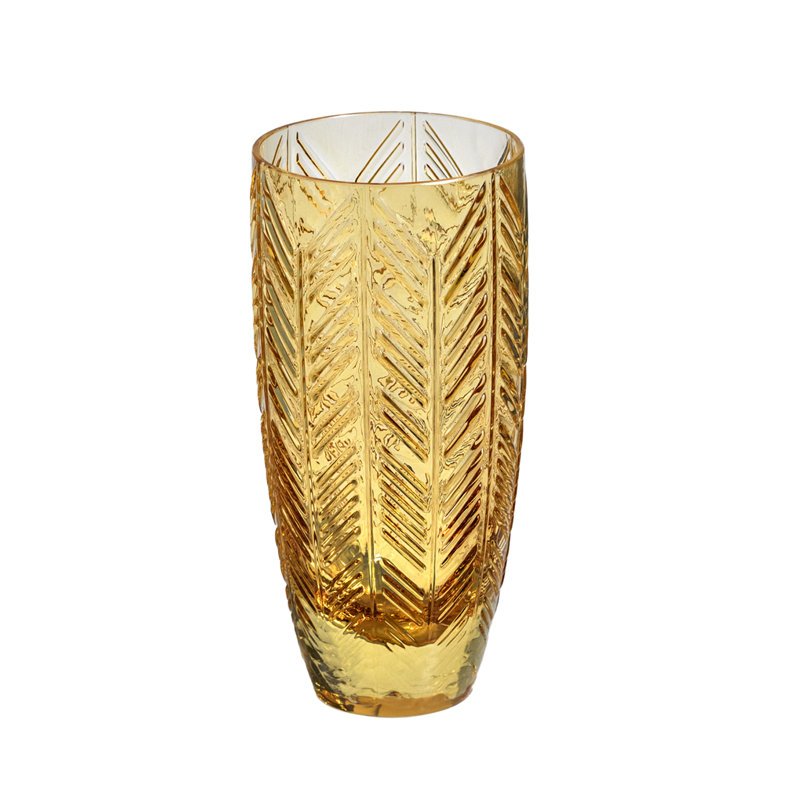 Missoni Champagne Glasses ZIG ZAG Set Of 6  Amber 11 Oz, Diam. 2.5", H 5.5", Gold