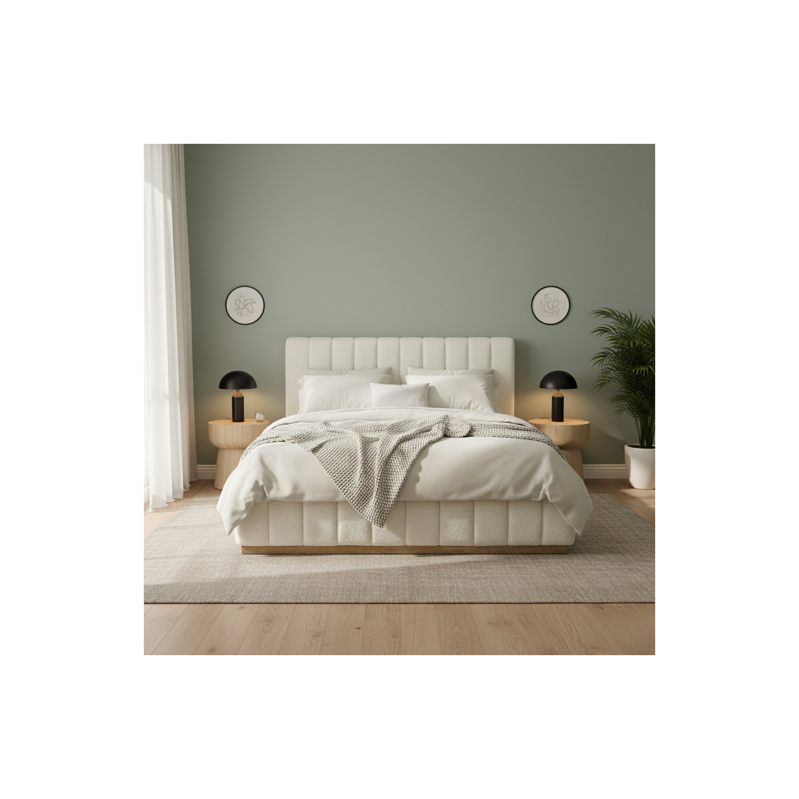 Braesyn Upholstered Bed, Cream, Queen