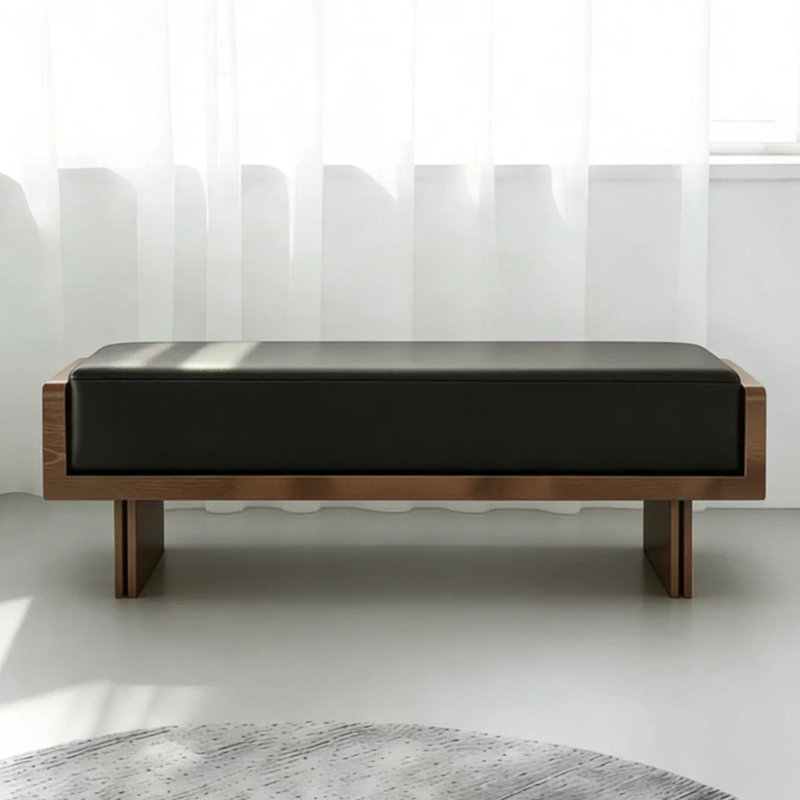 Banc rembourré noir, H 16,54 po x L 62,99 po x P 13,78 po