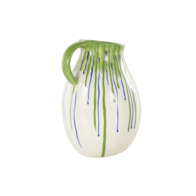 Winston Porter Ceramic Vase With Drip Design And Handle