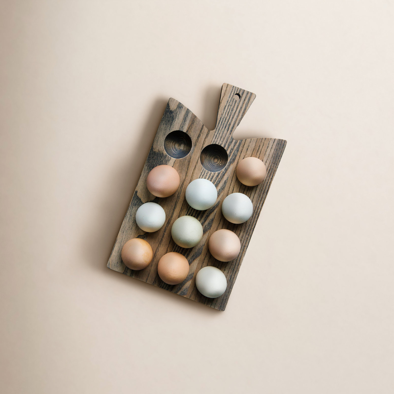 Araucana Paddle Wood Egg Platter, Gray
