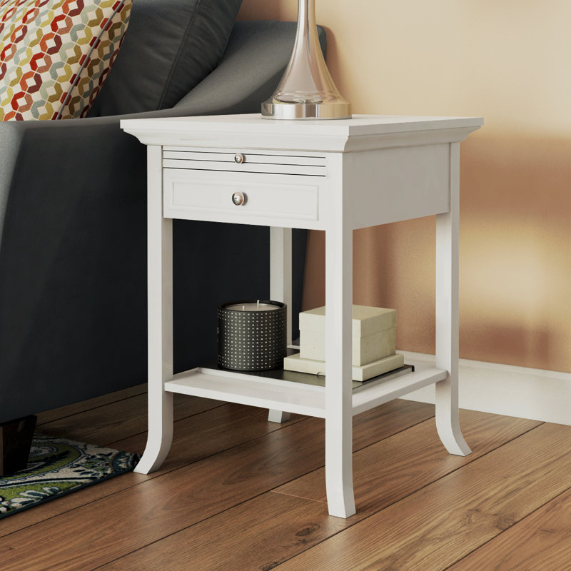 Carbin End Table with Storage, White