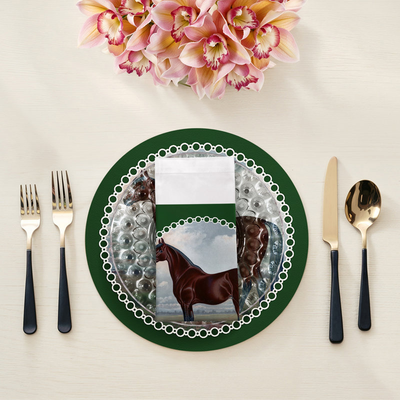 English Thoroughbred Cotton Sateen Dinner Napkins, Green