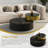 31.5 Inch Black And Gold Coffee Table 2 Tiers Center Table With 360°Swivel Tabletop-1544696953-1544696958