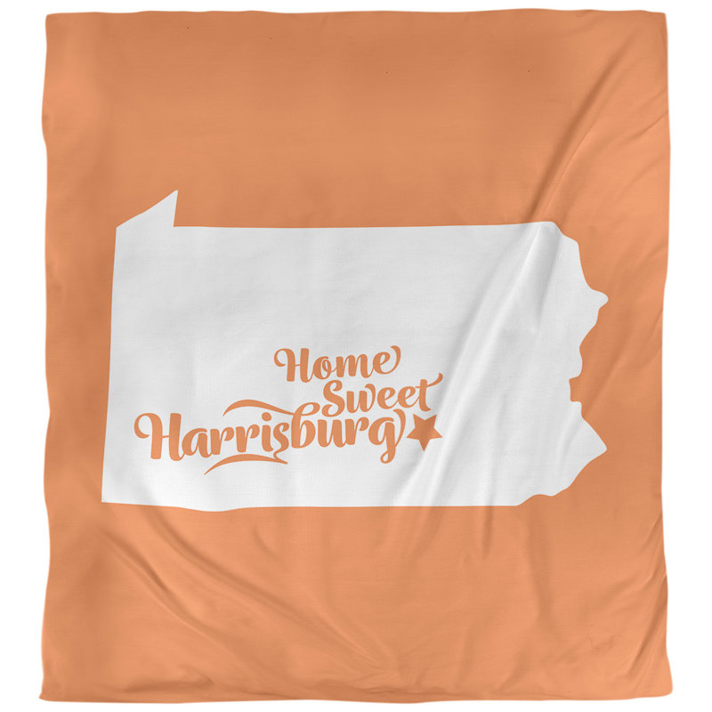 Housse de couette réversible simple Harrisburg Pennsylvania, Housse de couette pour grand lit, Orange, Microfibre