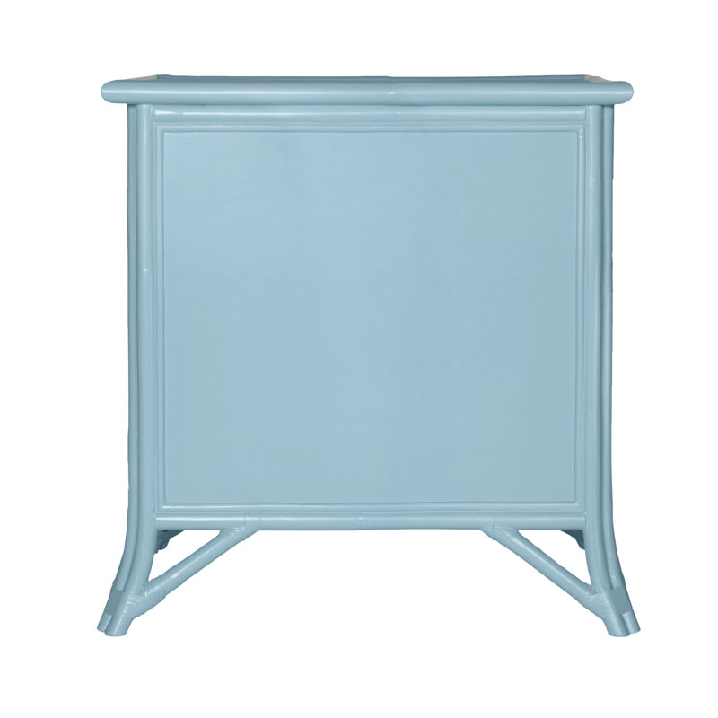 1 - Drawer Rattan Nightstand, Pool Blue
