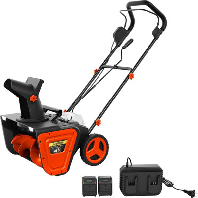 20" Cordless Snow Shovel – 40V Battery, 25FT Throw, Brushless Motor, LED Lights, Orange