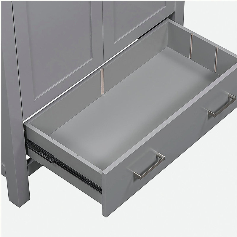 Armoire de salle de bain grise simple 30 po avec lavabo combiné 30 po avec 2 portes et 1 tiroir