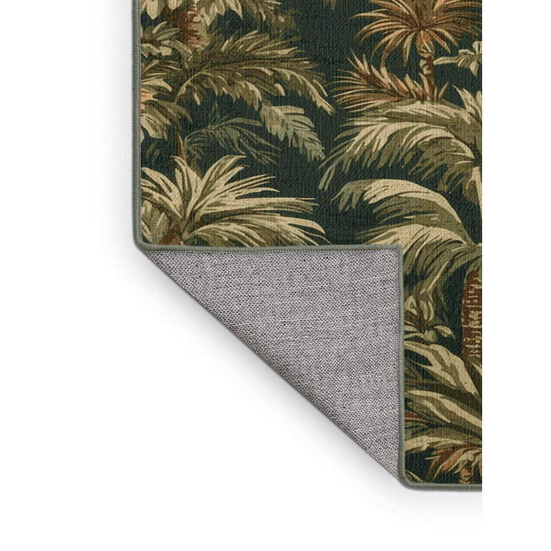 Washable Rainforest Hawaiian Area Rug, Rectangle 6' x 9'
