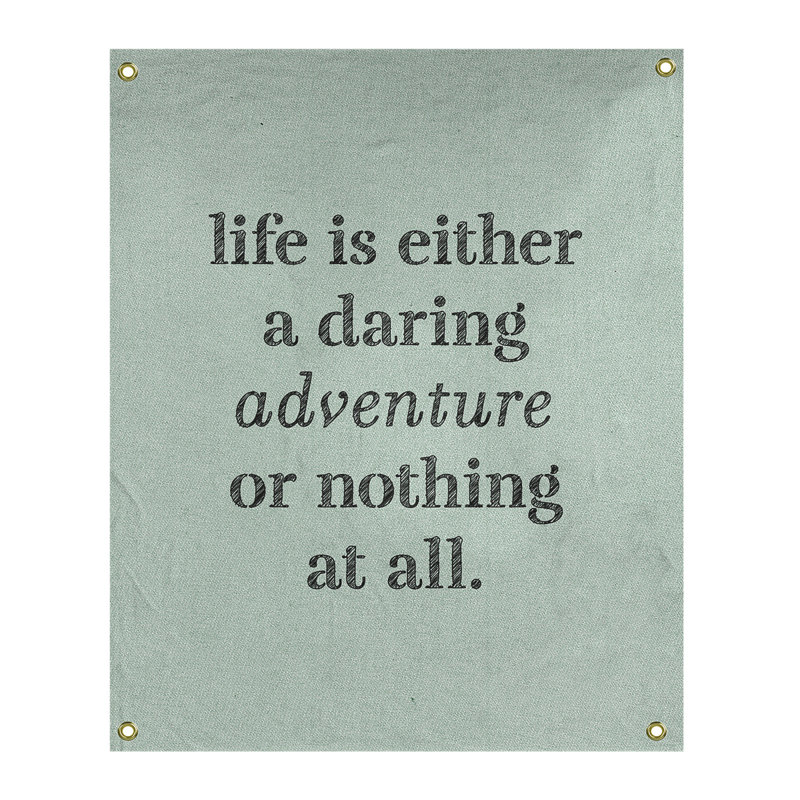 Tapisserie en polyester "life quote" adventure, H 80 po x l 59 po, Vert / Noir