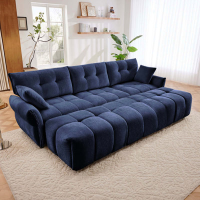 Ensemble de canapé 3 places avec 3 repose-pieds et coussins, structure en bois massif robuste en chenille texturée élégante. Idéal pour les salons, les salons, les bureaux, les hôtels et l'orange brûlé