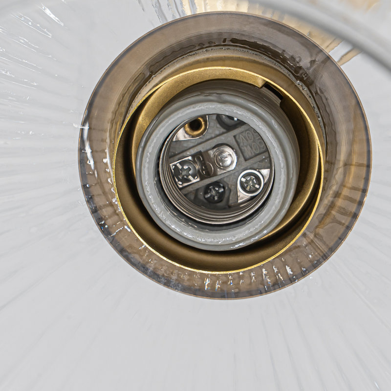 1-Light Ribbed Glass Clear Drum Pendant