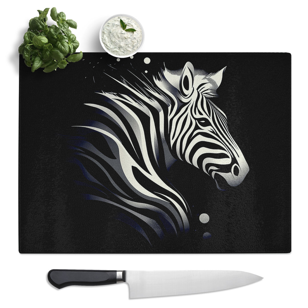Zebra Composition  Glass Chopping Board
