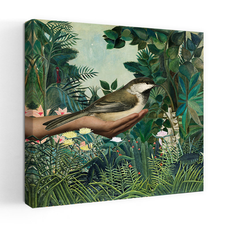 «Henri's Bird», art mural abstrait surréel, H 32 po x l 32 po