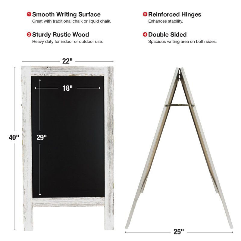 Tableau noir magnétique sur pied, H 40 po x l 15,35 po x P 1,75 po