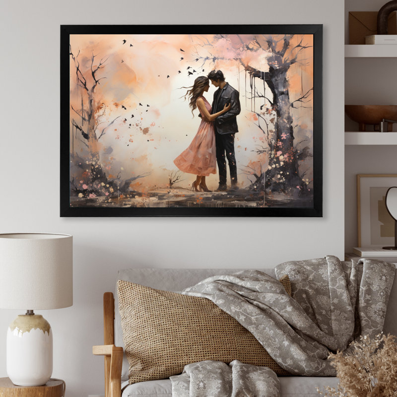 Paysage romantique aime les murmures I, H 12 po x l 20 po x P 1 po, Cadre simple noir