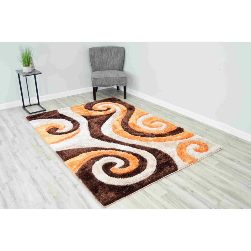 Modern Arriola Shag Abstract Geometric Rug For Living Room Bedroom, Rectangle 7 pi 10 po x 10 pi 10 po