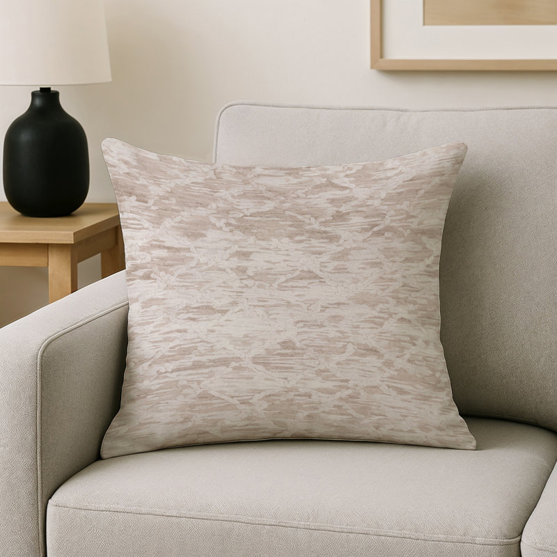 Coussin décoratif intérieur et extérieur Modern, Carré 16 po, Ivoire / beige / gris abstrait 2