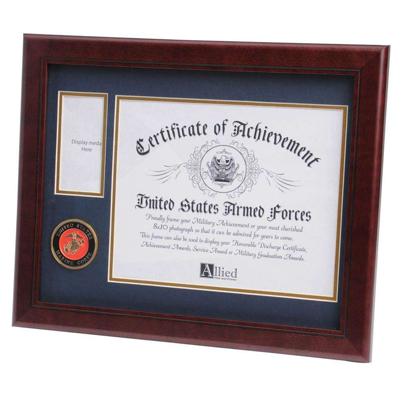 Cadre photo avec certificat et médaille médaillon Jaylynn, Corps de la marine des États-Unis