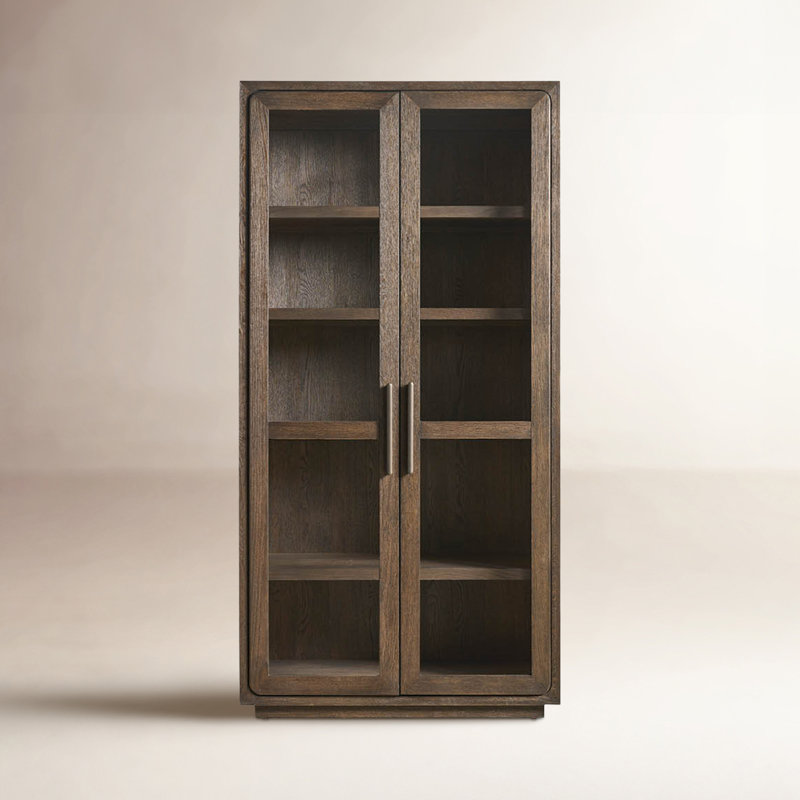Modern Lighted Curio Cabinet, Brown