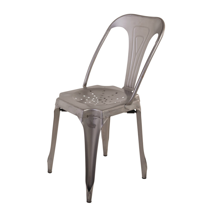 Burnett 45cm H Metal Slat Back Side Chair, Silver