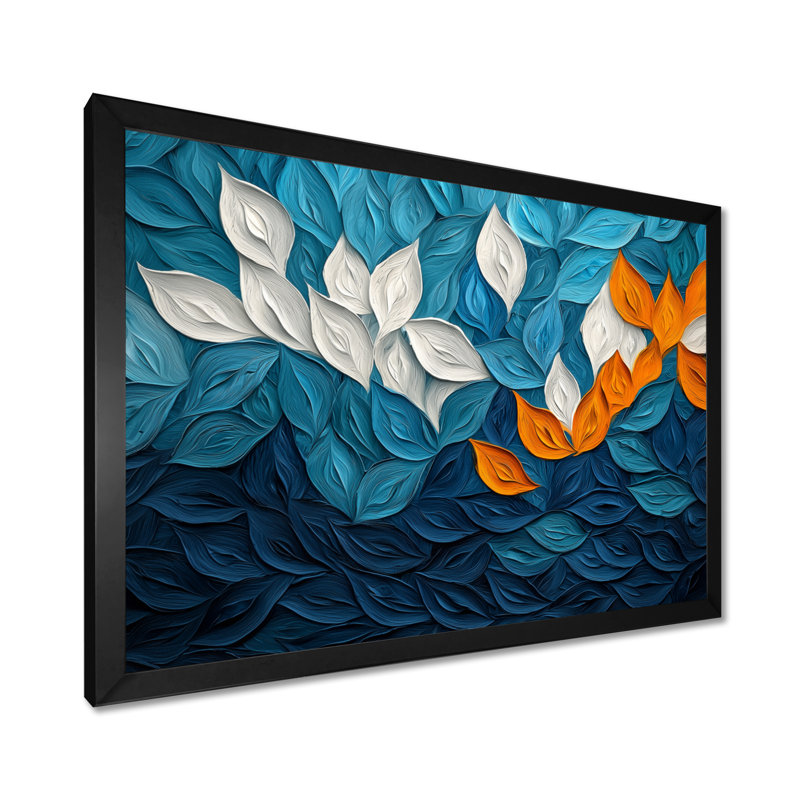 Olaitan - Floral Large Wall Art, H 30 po x l 40 po, Cadre simple, Noir, noir, noir, noir