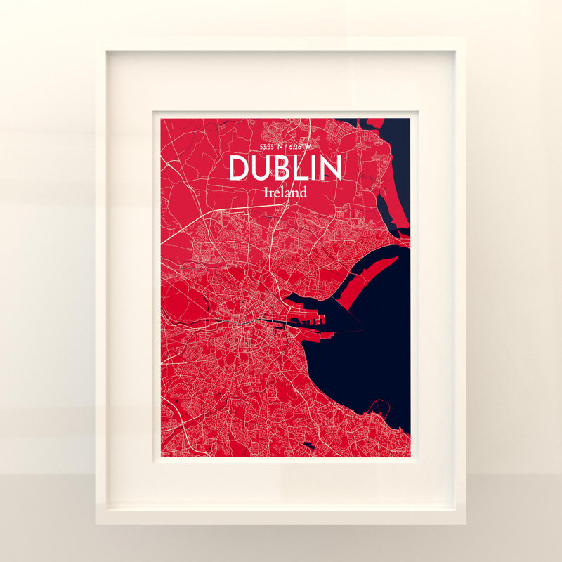 Dublin City Map in Nautical 1 Piece Wall Art, 20cm H x 16cm W x 0.05cm D
