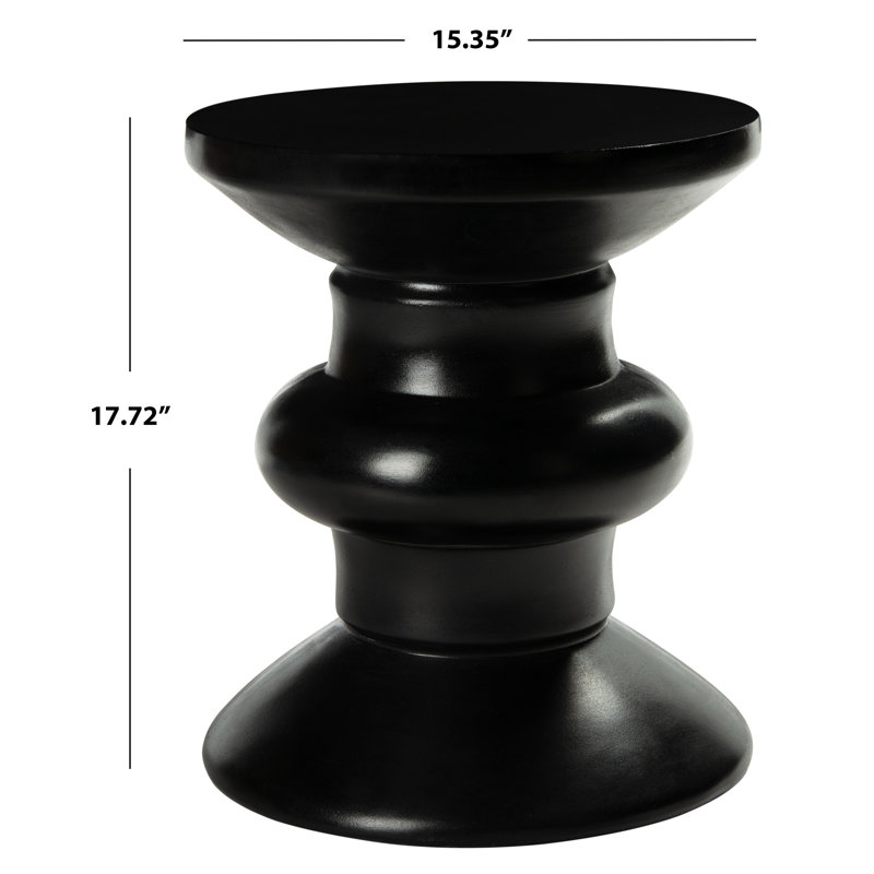 Dali 15.35'' Stone Outdoor Side Table, Black