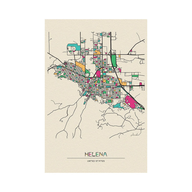 Helena, Montana Map by Ayse Deniz Akerman - Wrapped Canvas Print, 66.04 cm H x 45.72 cm W x 1.91 cm D