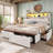 Wood Full Bed Frame with 6 Drawers and Spacious Storage Headboard Farmhouse LED Metal Platform Bed with Charging Station No Boxing Need-255102226-253110981