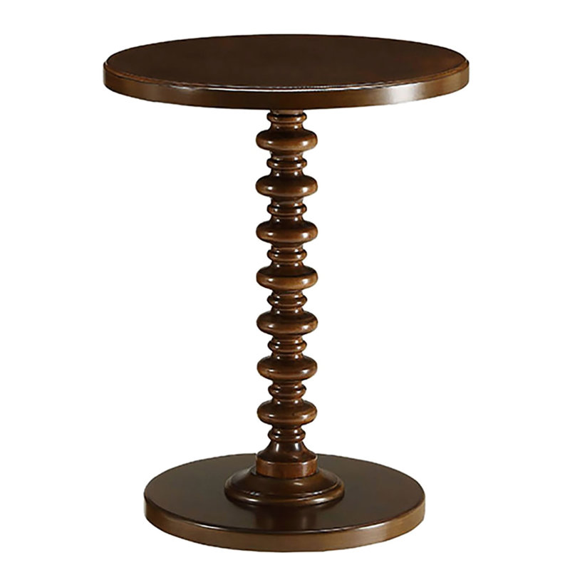 Table d'appoint de 22 po de hauteur avec finition en noyer, base piédestal ronde, piédestal à plateau lisse, fabrication en bois massif