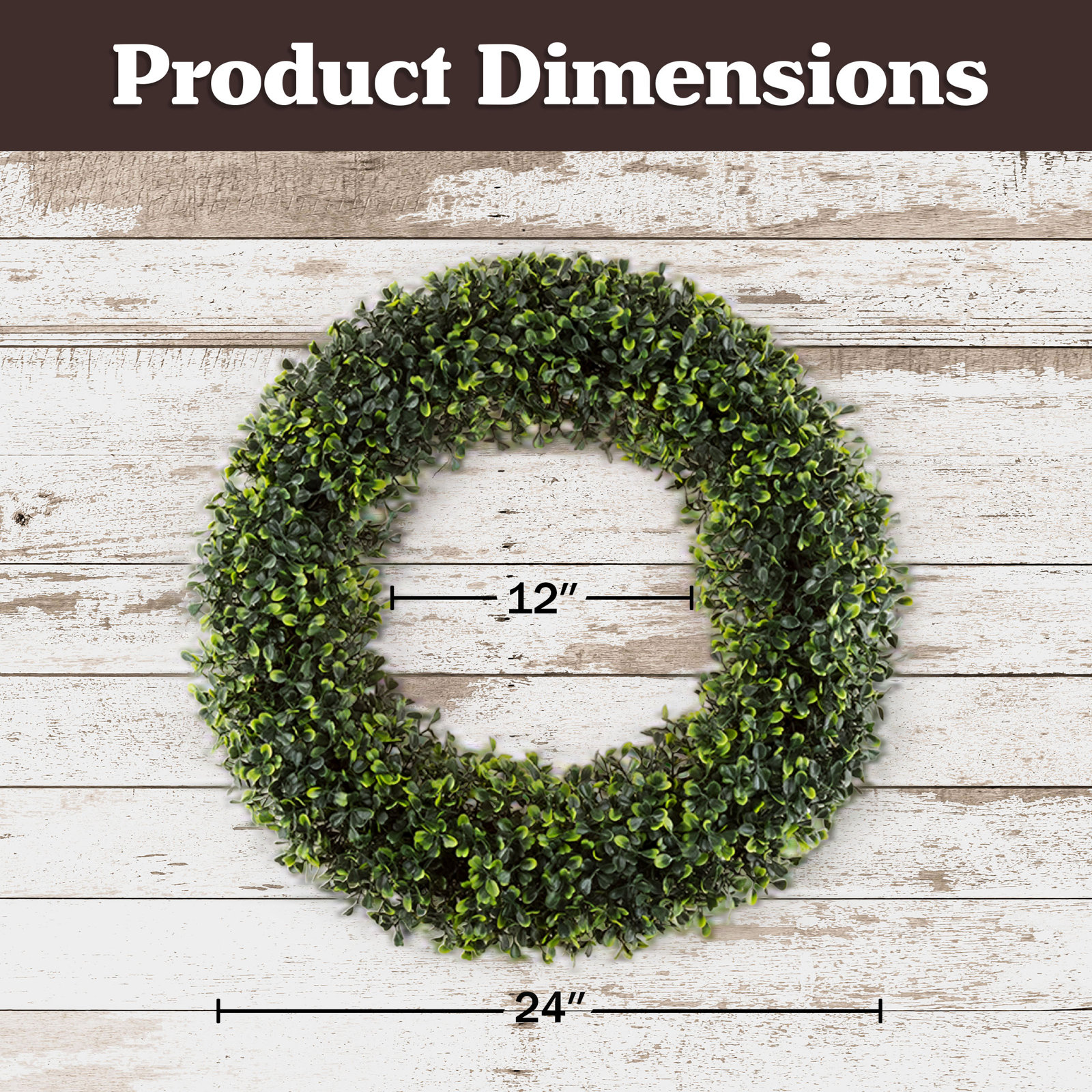 Inch Boxwood Wreath - Round UV Resistant Artificial Spring, Summer, Fall, or Winter Wreath - Indoor/Outdoor Wreaths for Front Door