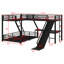 Lit superposé en L avec lit mezzanine, glissade et ports USB-652433232