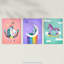 Kids Girl Bedroom Magical Unicorns And Rainbows Purple Pink Blue - 3 Piece No Frame Print Set-88622394