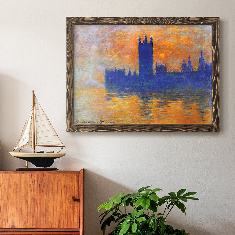Maisons du Parlement, coucher de soleil 02, 1904 - Reproduction de photo sur toile, Noyer, H 18 po x l 26 po x P 1,5 po