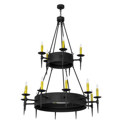 Bazan 15 - Light Dimmable Wagon Wheel Chandelier