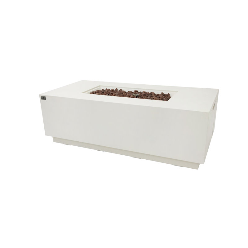 Table de foyer d'extérieur en béton avec tiroir coulissant pour réservoir de propane L 66 po x l 32 po x H 22 po Sedona