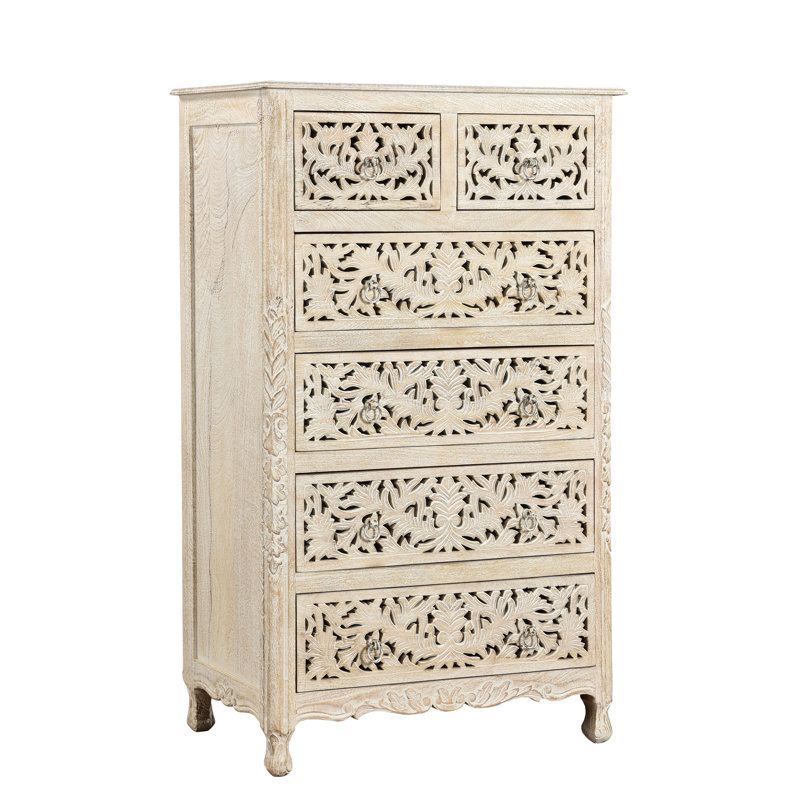 Harleen Solid Wood 35 " W 6 - Drawer Dresser, White