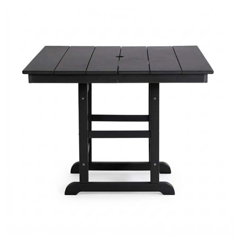 Table de salle à manger pliante carrée en PEHD noir, table d'appoint d'extérieur résistante aux intempéries