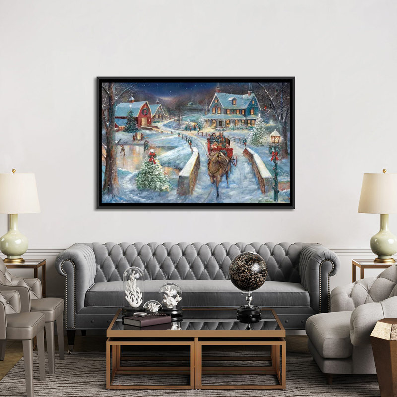 Evening Sleigh Bells, 40" H x 60" W x 1.5" D, Black Framed, No Matte