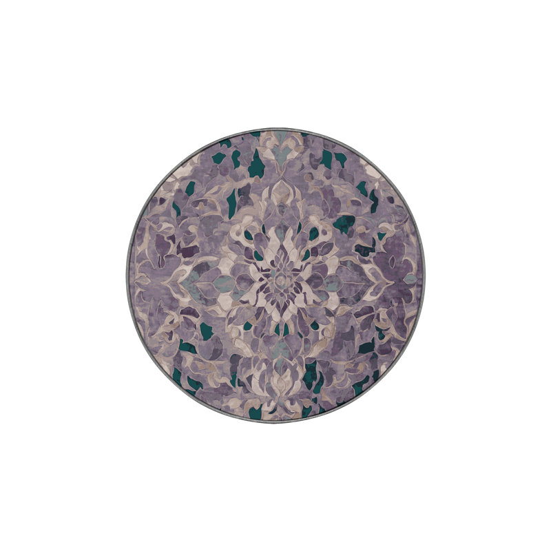 Machine Washable Pink Area Rug, Round 5'