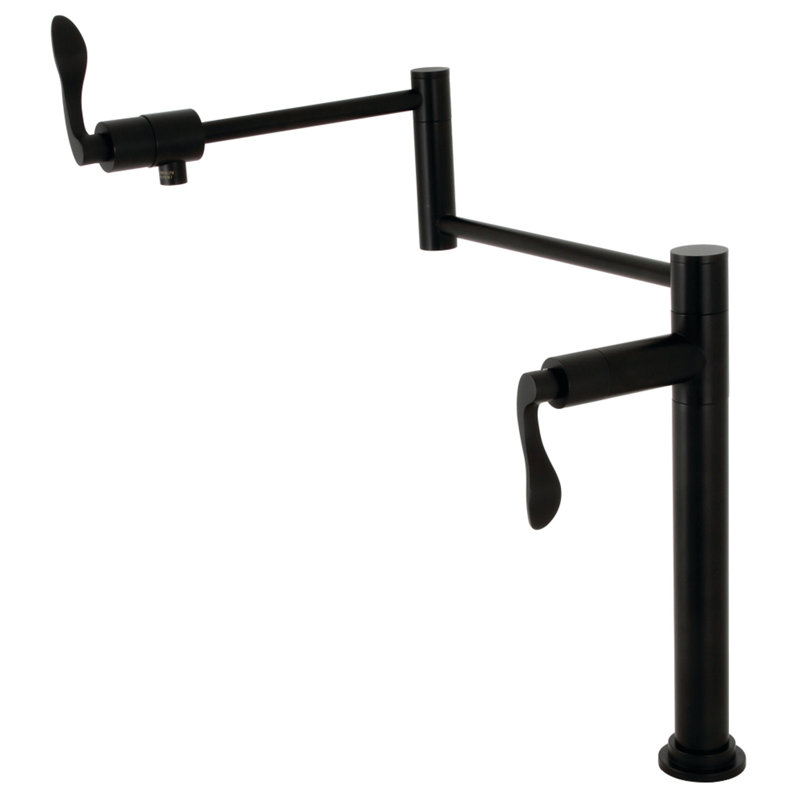Kingston Brass NuWave Two-Handle 1-Hole Deck Mount Pot Filler Faucet, Matte Black
