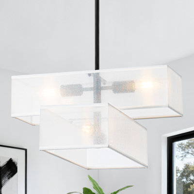 Aidyn 4 - Light Dimmable Modern Farmhouse Fabric Drum Chandelier For Living Room Kitchen Entryway Hallway Foyer