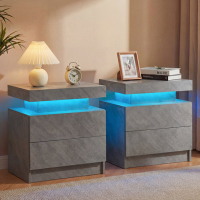 LED Nightstand with Drawers