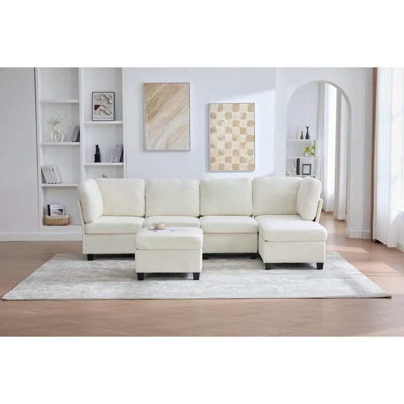 Canapé modulaire modulaire: canapé modulaire convertible à 6 places avec méridienne, canapé modulaire surdimensionné en U avec repose-pieds avec rangement