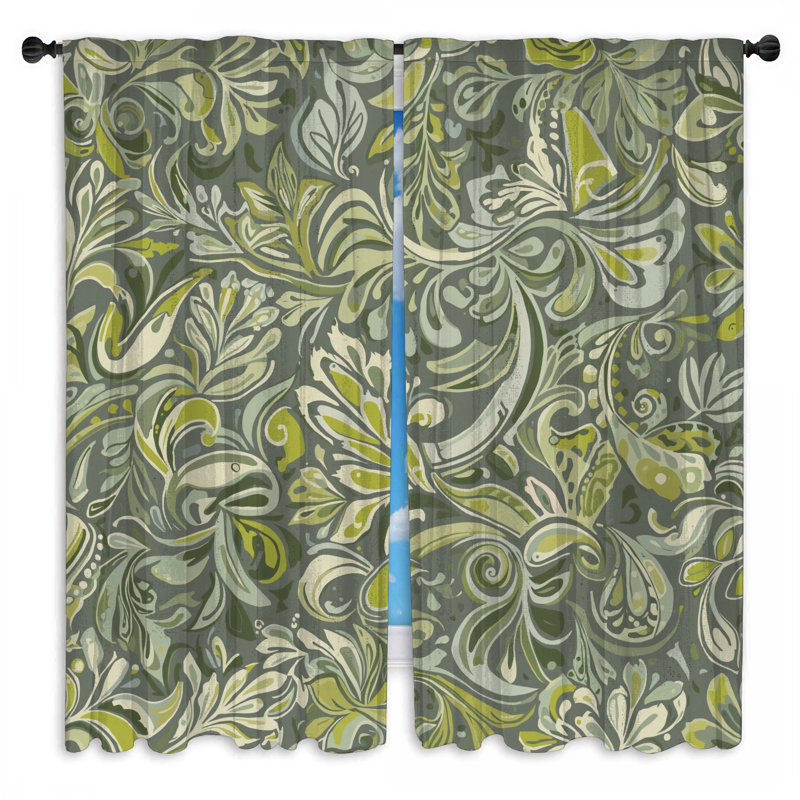 Rideaux vert obscurcissant à motif floral - 2 panneaux, 20 po x 60 po - 2 panneaux, Transparent