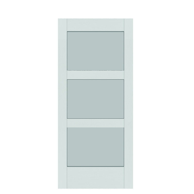 White Frosted Glass Paneled MDF Barn Door, 37'' x 84''
