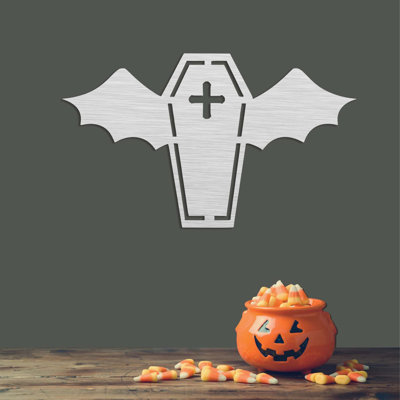 Vampire Coffin Metal Wall Art - Halloween Horror Wall Art - Gothic Coffin Silhouette Design Sculpture - Spooky Seasonal Wall Hanging - Modern Industrial Metal Art - Haunted Home Decoration - Bold Statement Art Piece